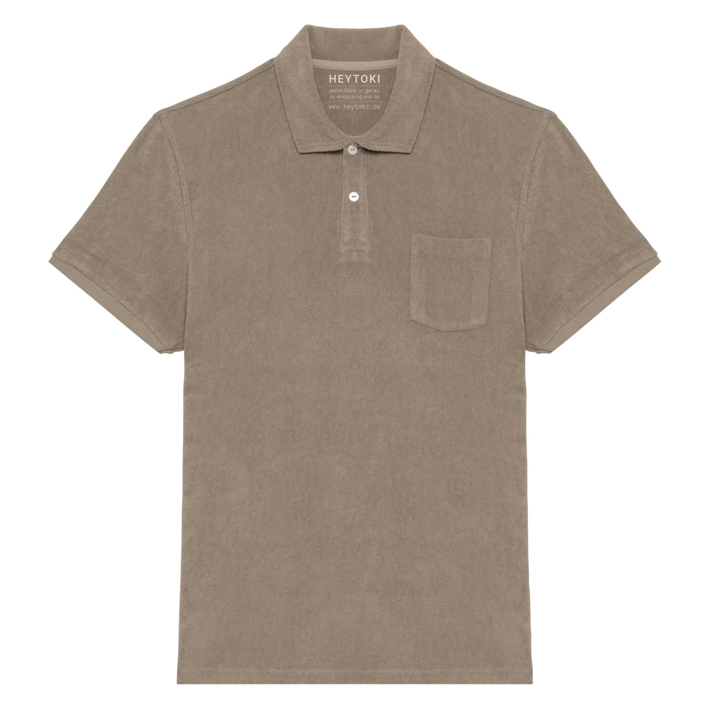 Heytoki Herren-Frottee-Poloshirt in Cream Coffee