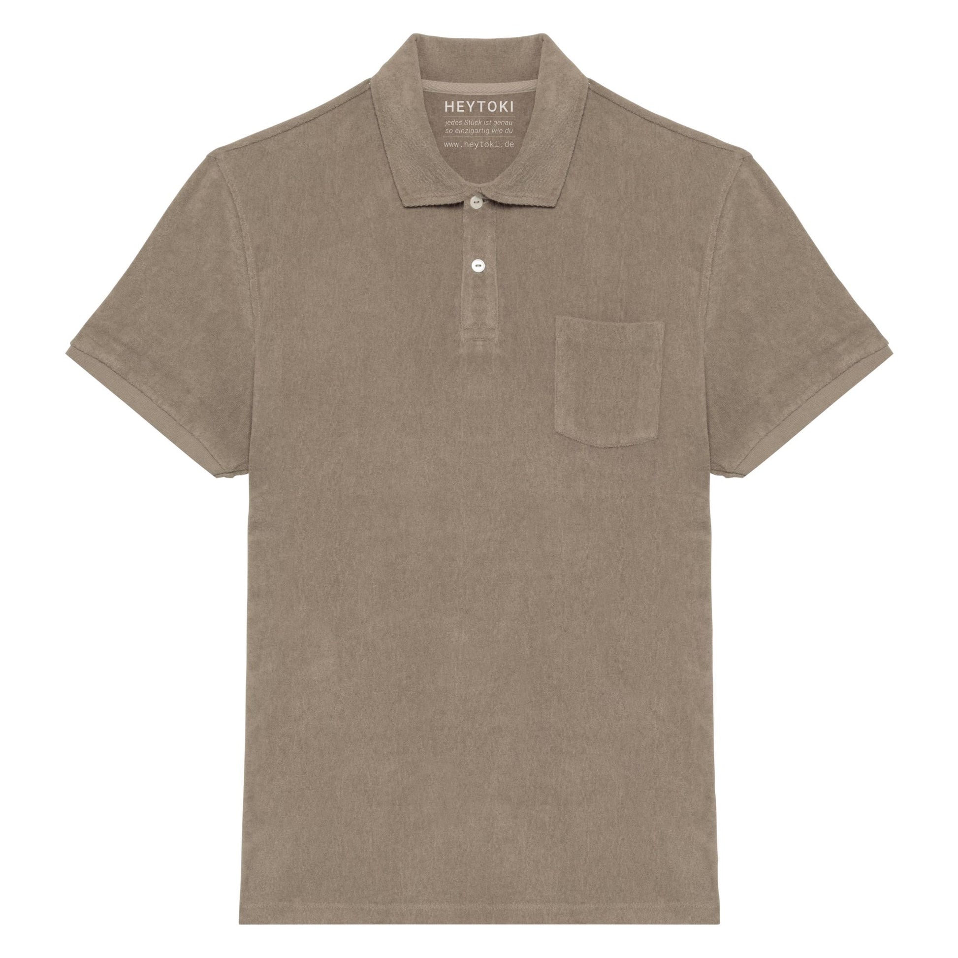 Heytoki Herren-Frottee-Poloshirt in Cream Coffee
