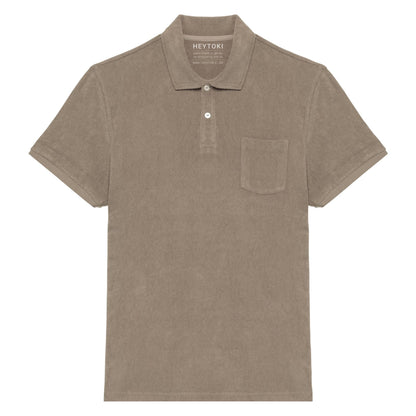Heytoki Herren-Frottee-Poloshirt in Cream Coffee