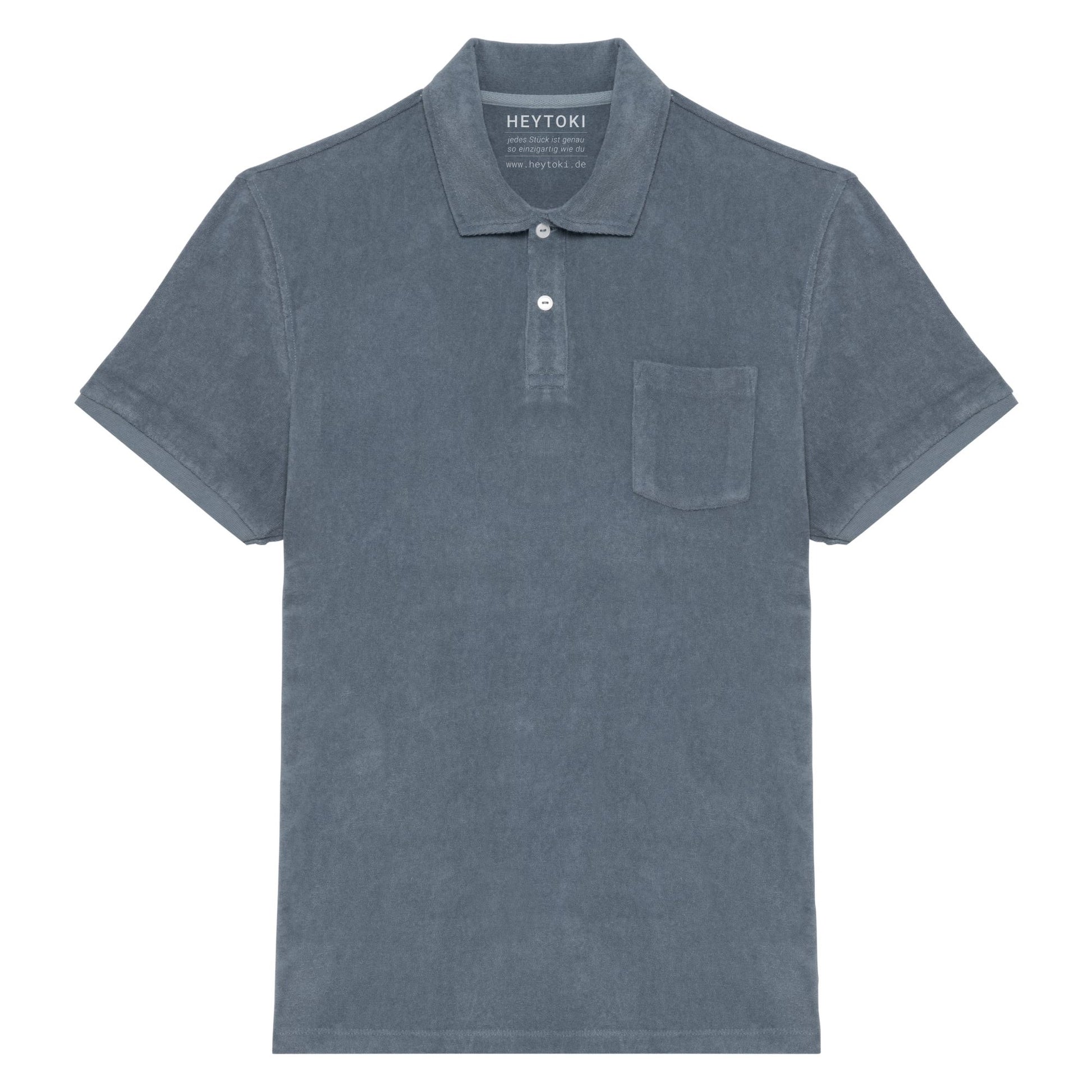 Heytoki Herren-Frottee-Poloshirt in Mineral Grey