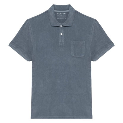 Heytoki Herren-Frottee-Poloshirt in Mineral Grey