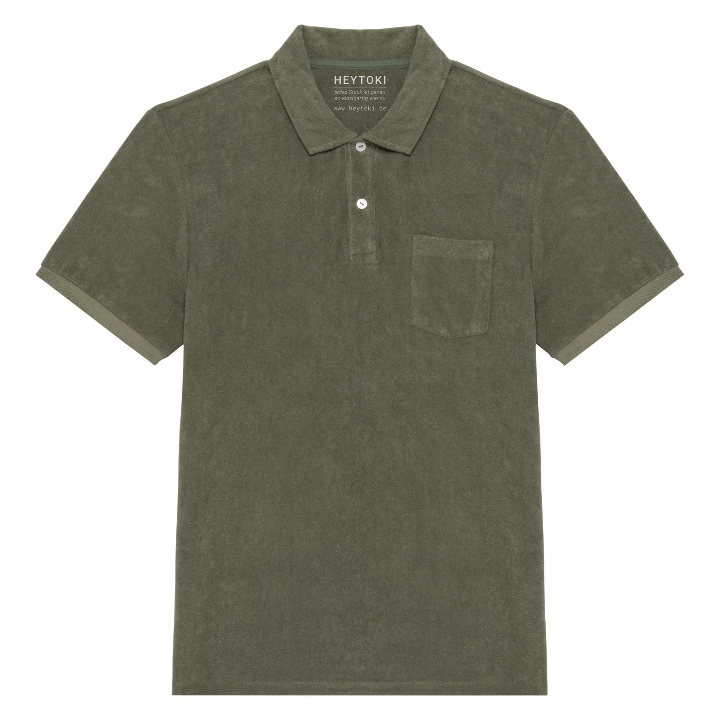 Heytoki Herren-Frottee-Poloshirt in Organic Khaki