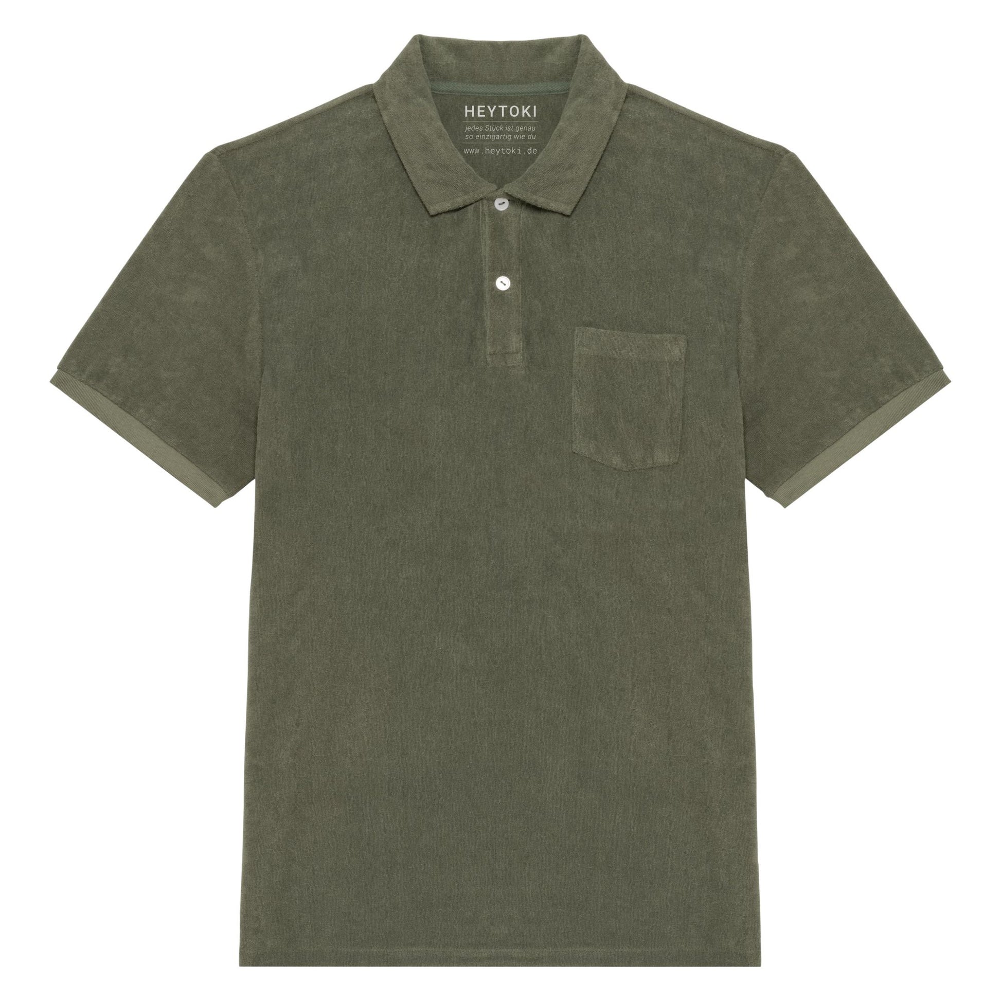 Heytoki Herren-Frottee-Poloshirt in Organic Khaki
