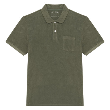 Heytoki Herren-Frottee-Poloshirt in Organic Khaki