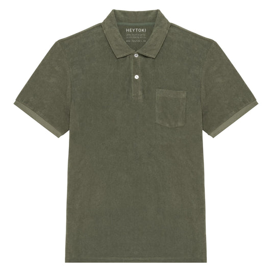 Heytoki Herren-Frottee-Poloshirt in Organic Khaki