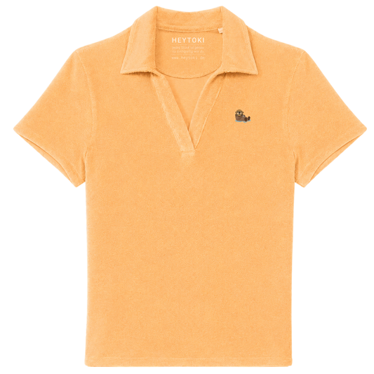 Damen Frottee Polo-Shirt in apricot