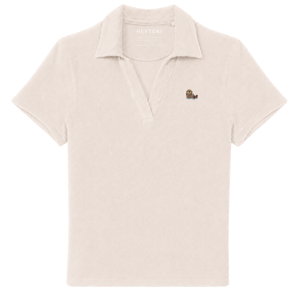 Damen Frottee Polo-Shirt in Ivory
