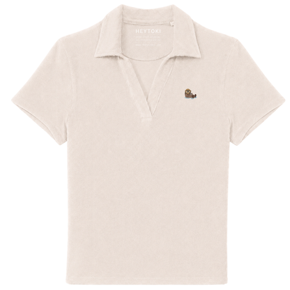 Damen Frottee Polo-Shirt in Ivory