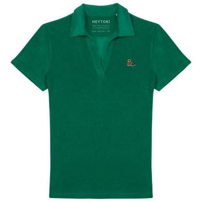 Damen Frottee Polo-Shirt in malachite green