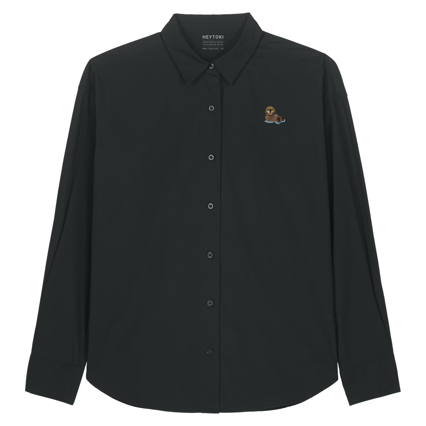 Herren Popeline Hemd mit Otter in Black
