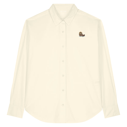 Herren Popeline Hemd mit Otter in Cream