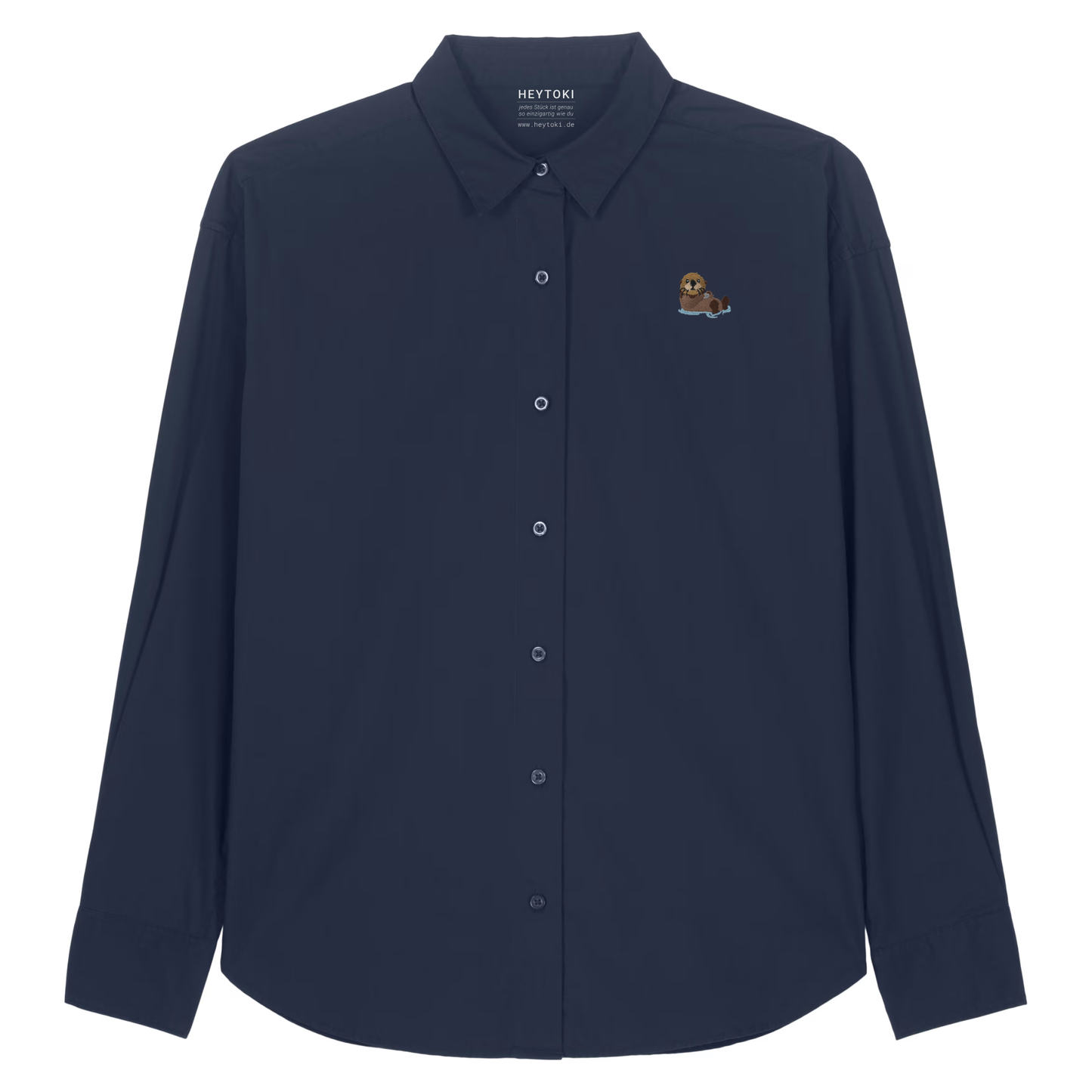 Herren Popeline Hemd mit Otter in French Navy