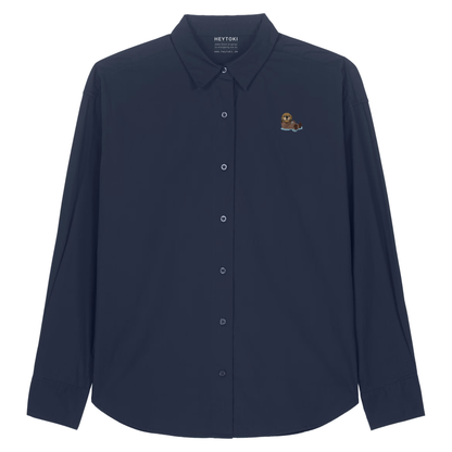 Herren Popeline Hemd mit Otter in French Navy