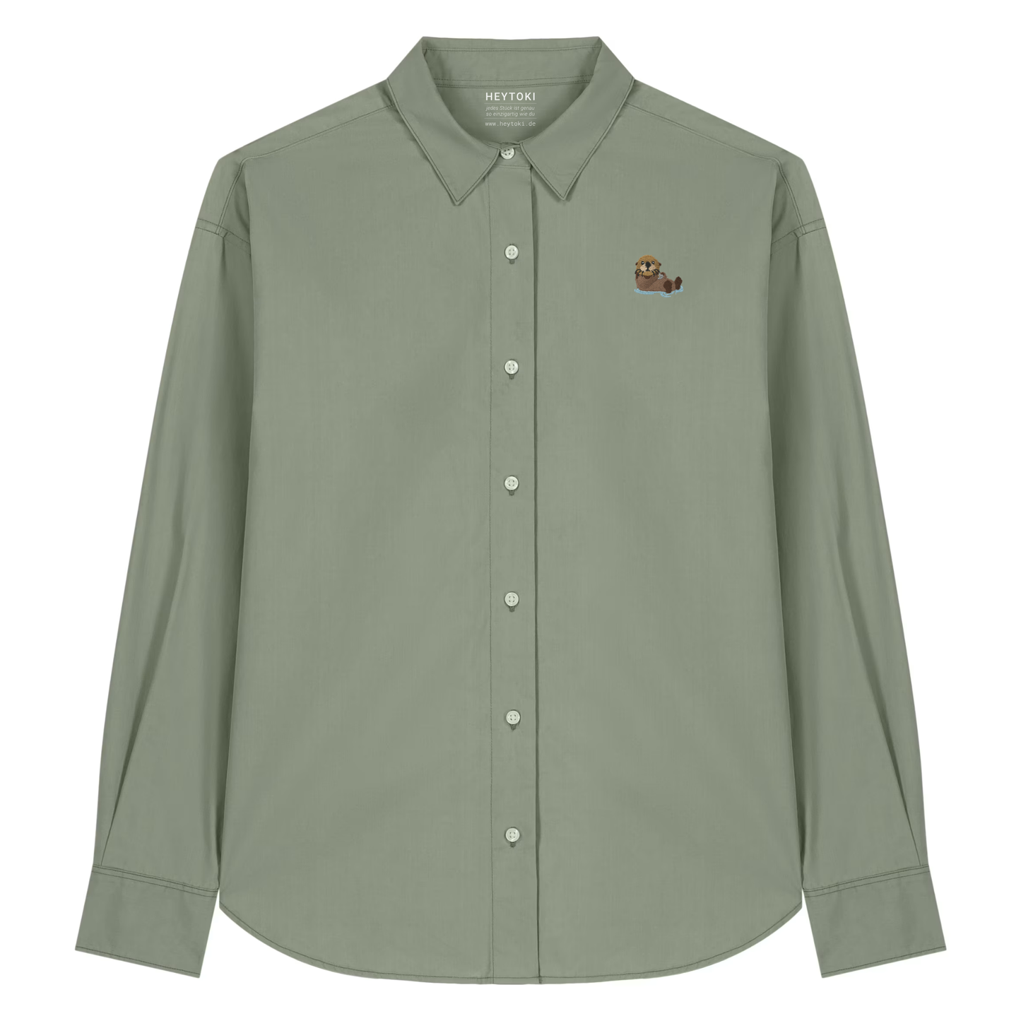 Herren Popeline Hemd mit Otter in Soft Khaki