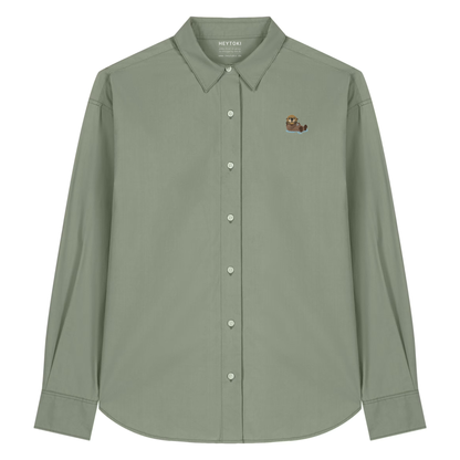 Herren Popeline Hemd mit Otter in Soft Khaki