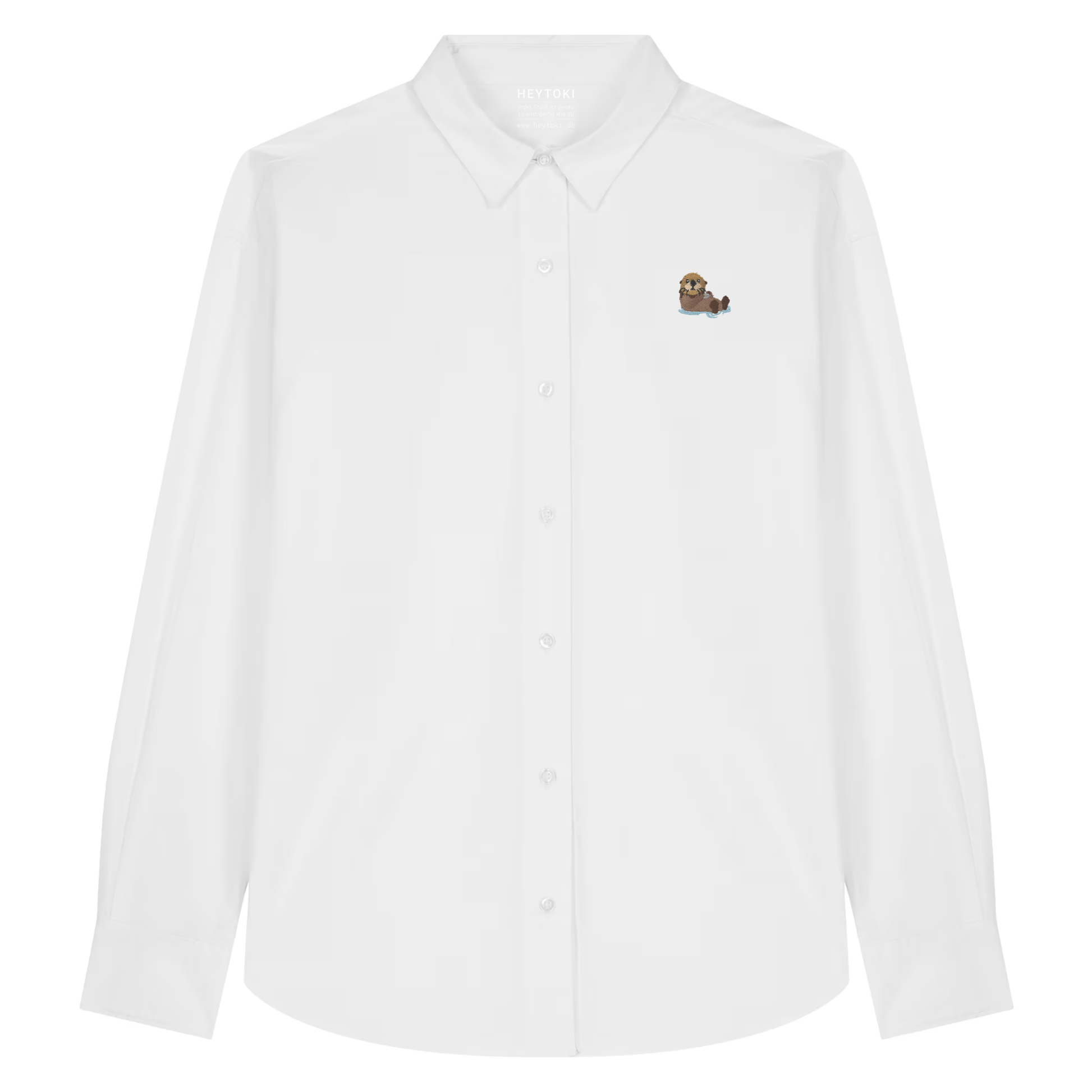 Herren Popeline Hemd mit Otter in White