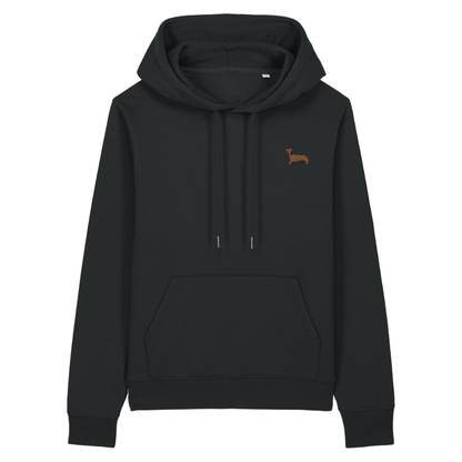 Heytoki Damen-Hoodie aus Bio-Baumwolle in Schwarz mit gesticktem Dackel-Motiv