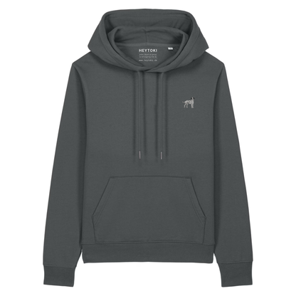 Heytoki Damen-Hoodie aus Bio- und recycelter Baumwolle in Anthrazit mit gesticktem Dalmatinermotiv