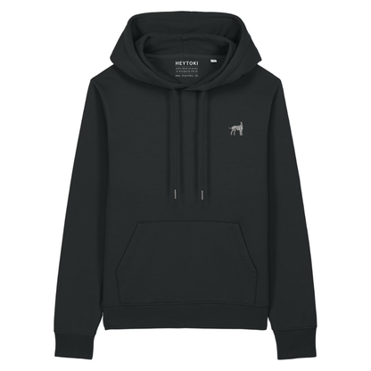 Heytoki Damen-Hoodie aus Bio- und recycelter Baumwolle in Schwarz mit gesticktem Dalmatinermotiv