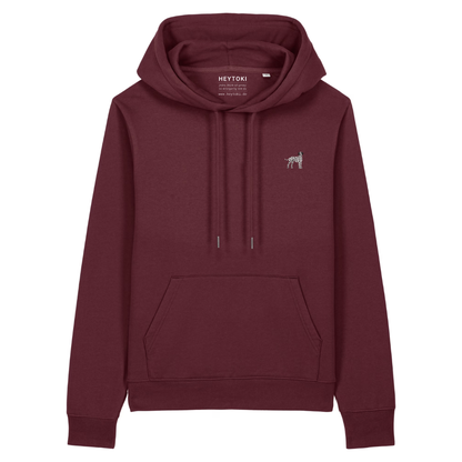 Heytoki Damen-Hoodie aus Bio- und recycelter Baumwolle in Burgundy mit gesticktem Dalmatinermotiv