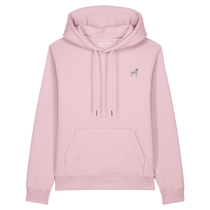 Heytoki Damen-Hoodie aus Bio- und recycelter Baumwolle in Cotton Pink mit gesticktem Dalmatinermotiv