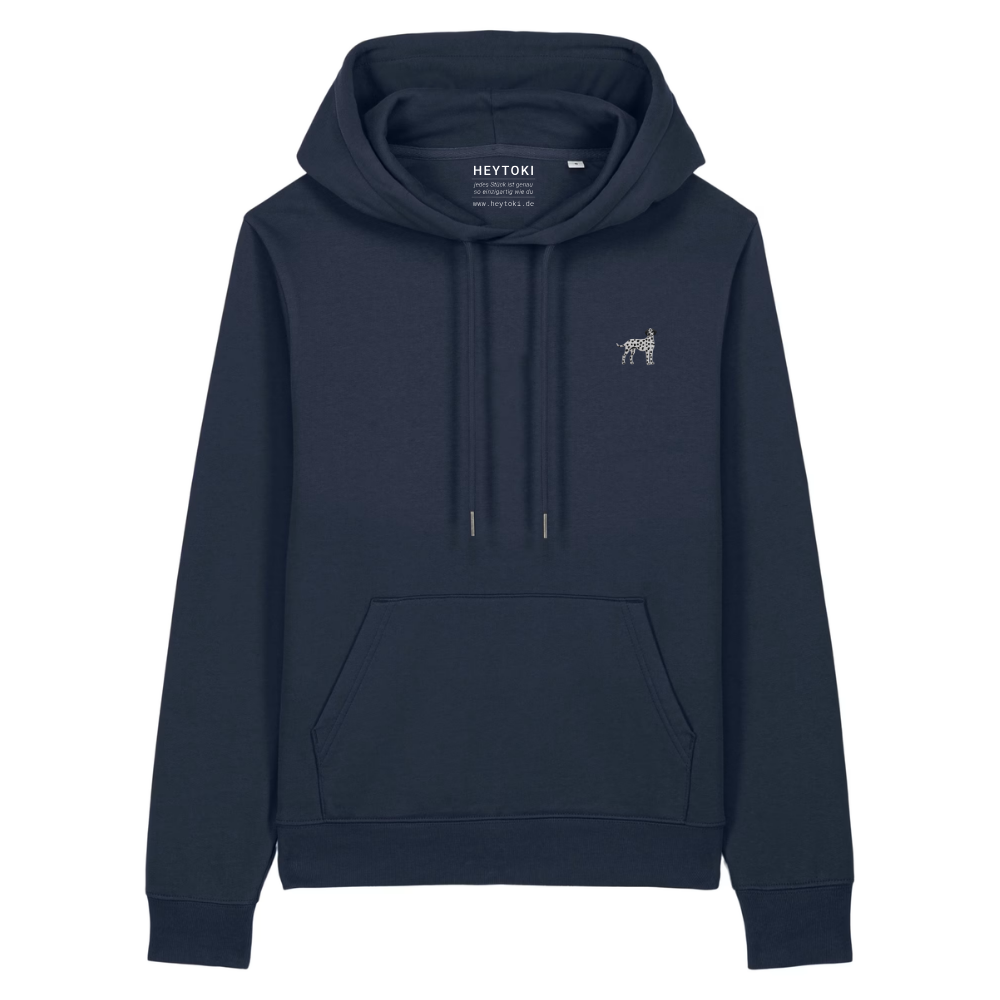 Heytoki Damen-Hoodie aus Bio- und recycelter Baumwolle in French Navy mit gesticktem Dalmatinermotiv