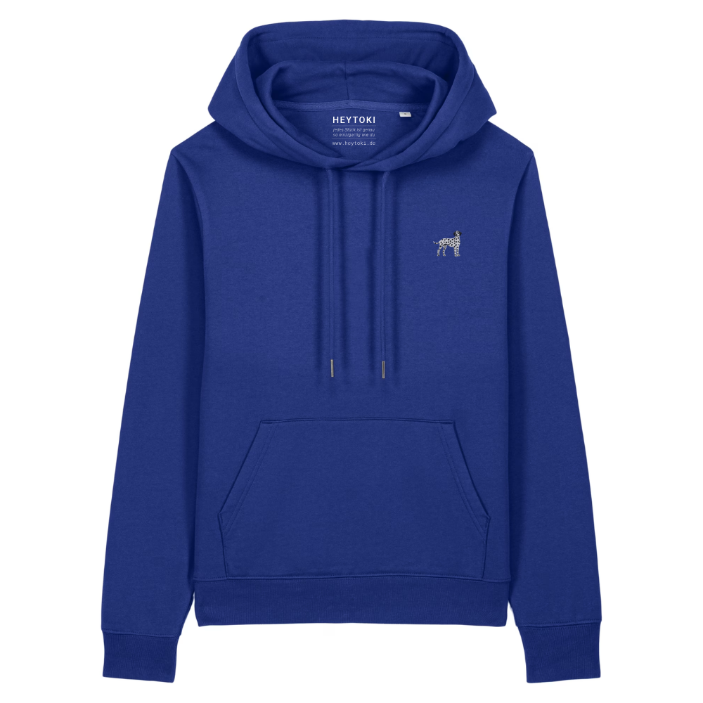 Heytoki Damen-Hoodie aus Bio- und recycelter Baumwolle in Ocean Blue mit gesticktem Dalmatinermotiv