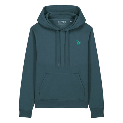 Heytoki Damen-Hoodie aus Bio- und recycelter Baumwolle in Stargazer mit gesticktem Dinomotiv