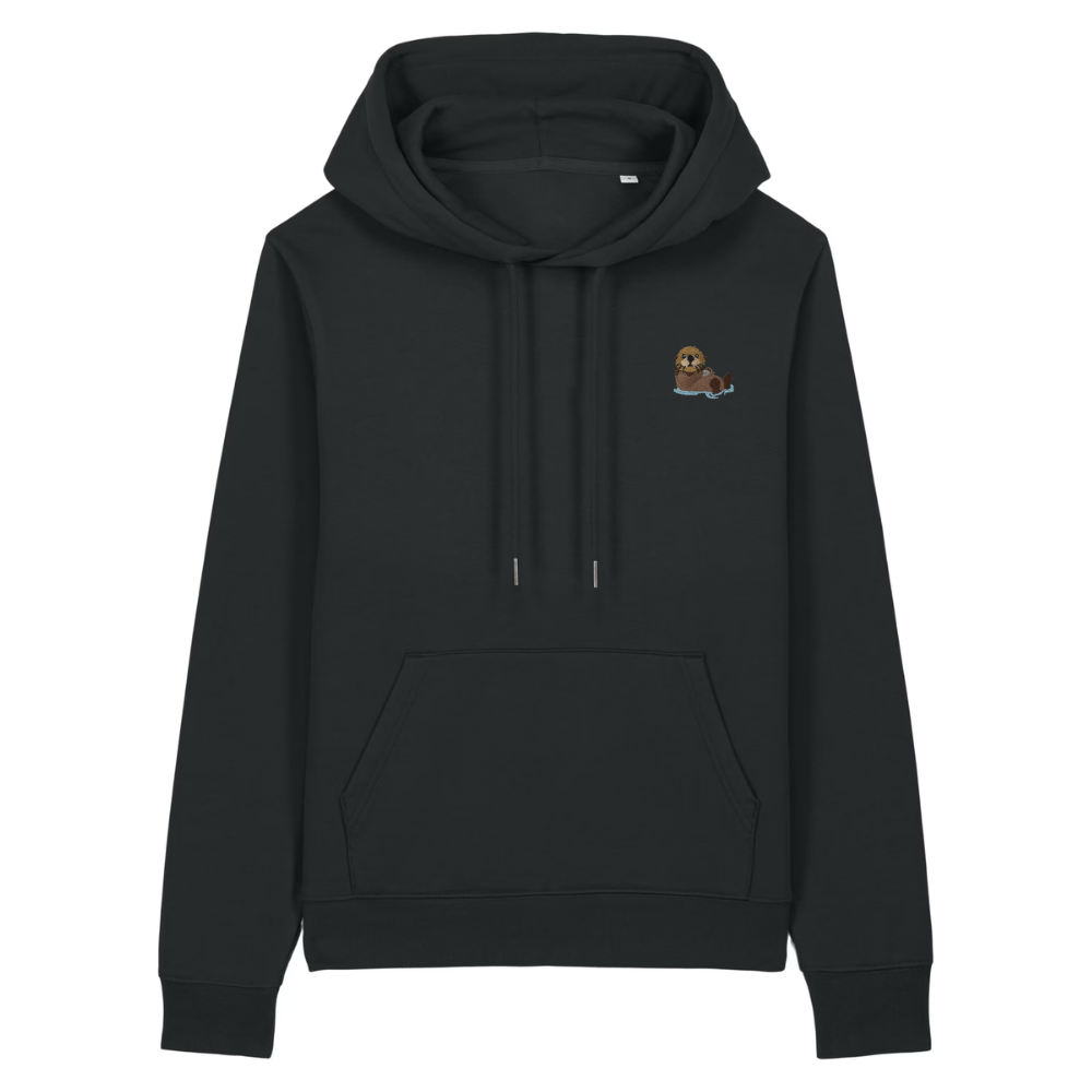 Bio Baumwolle Hoodie für Damen mit Otter Schwarz