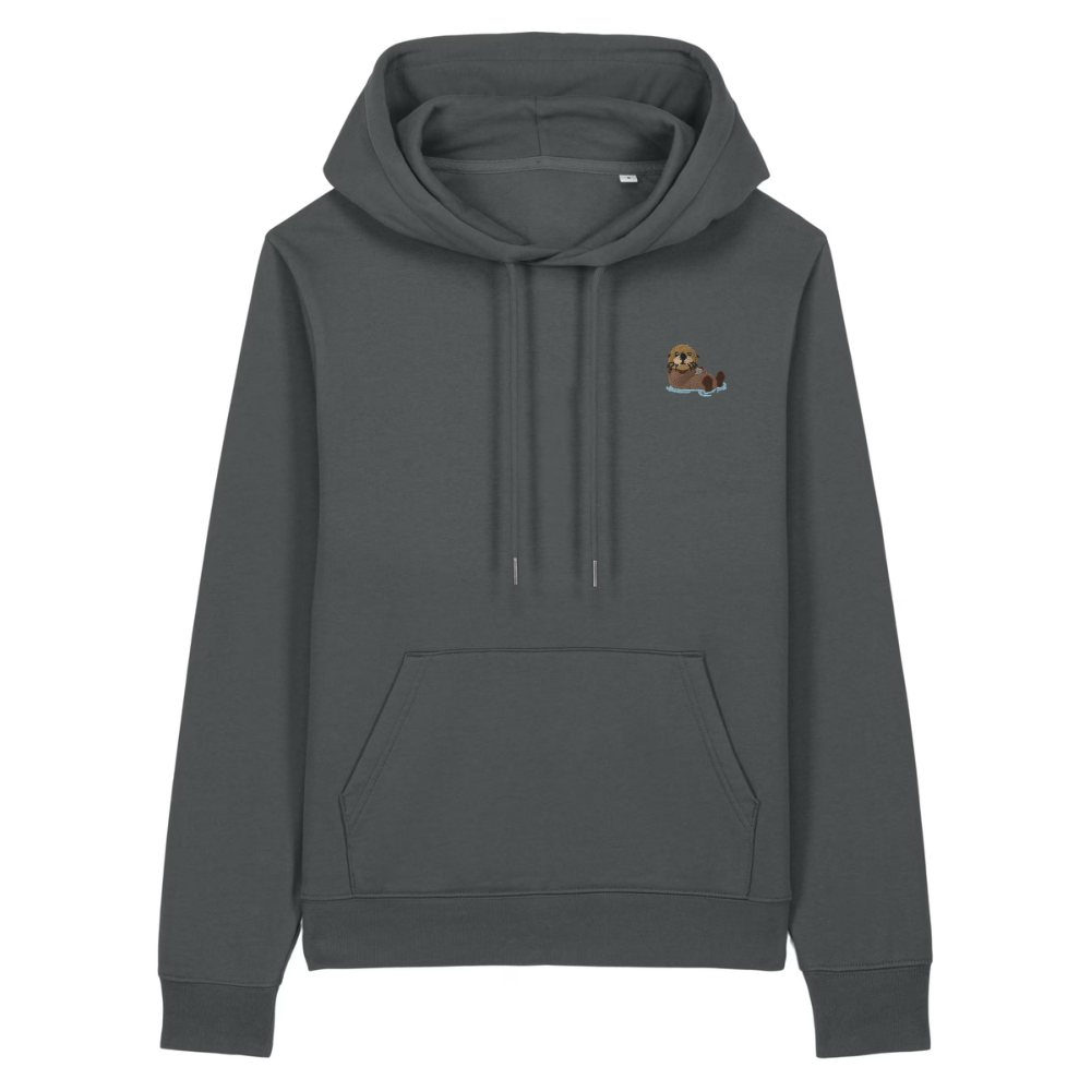 Bio Baumwolle Hoodie für Damen mit Otter Anthrazit