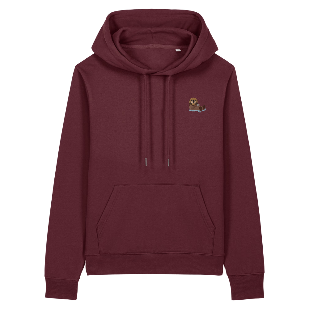 Bio Baumwolle Hoodie für Damen mit Otter Burgunder