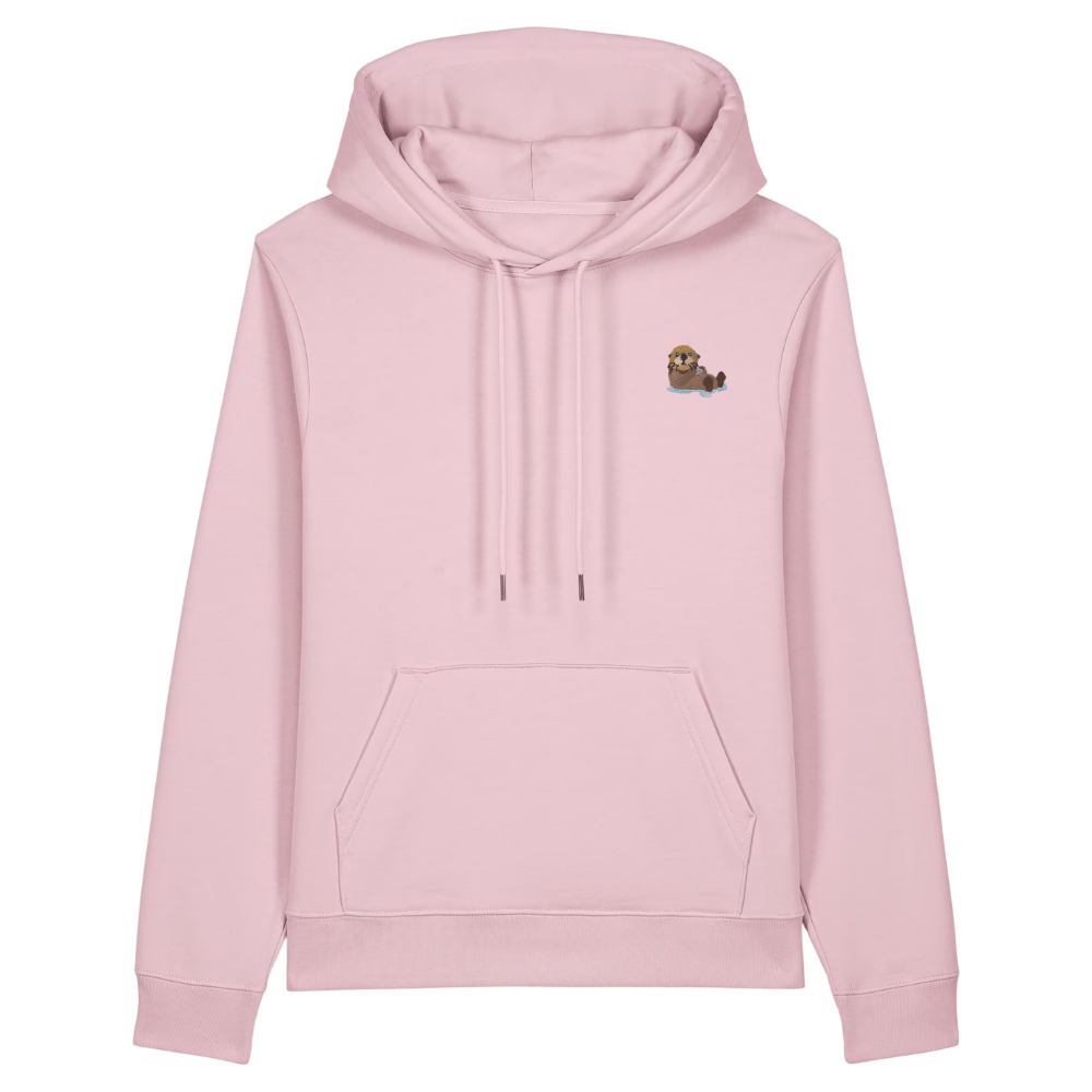 Bio Baumwolle Hoodie für Damen mit Otter in rosa