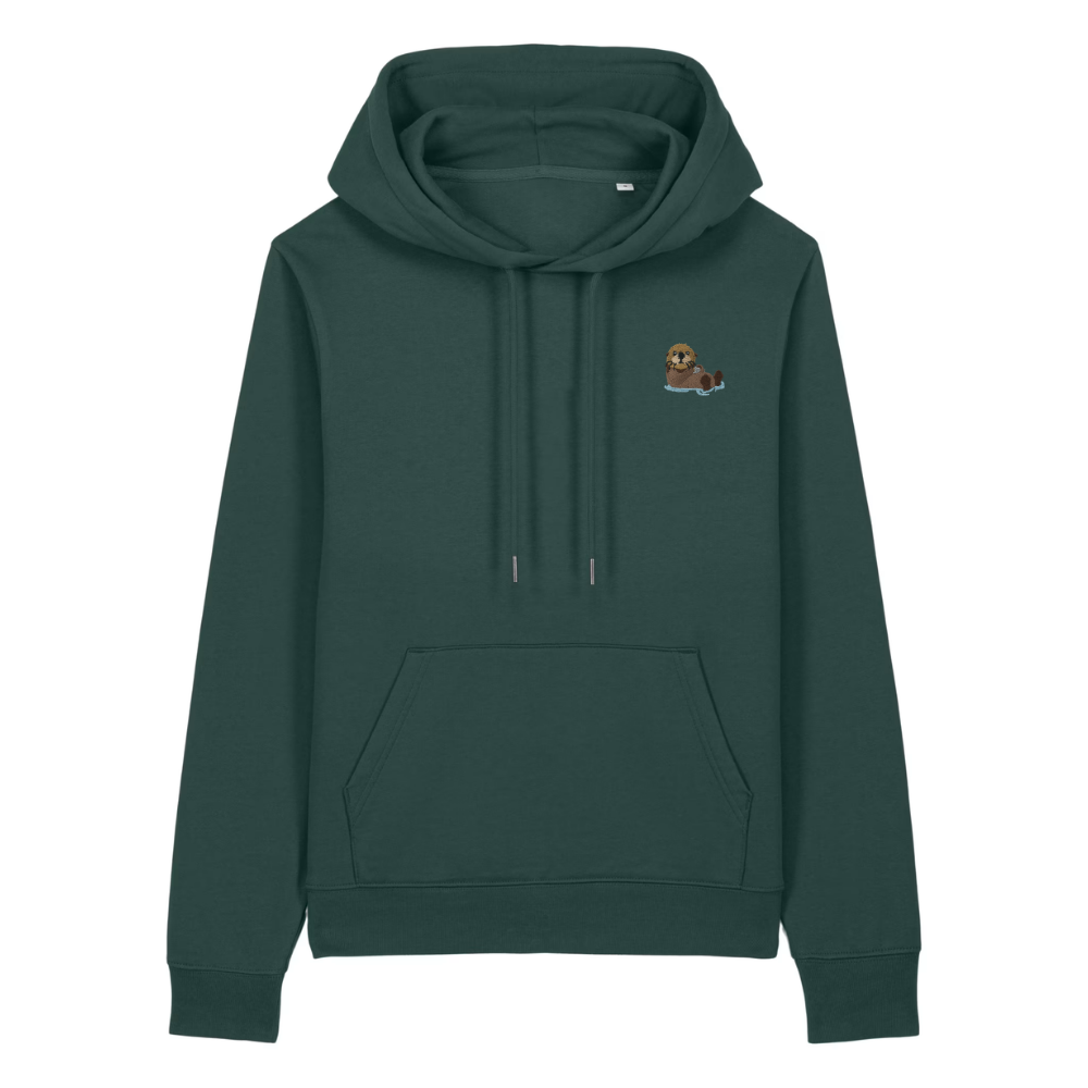 Bio Baumwolle Hoodie für Damen mit Otter Dunkelgrün