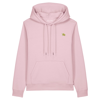 Heytoki Damen-Hoodie aus Bio- und recycelter Baumwolle in Cotton Pink mit gesticktem Schildkrötenmotiv