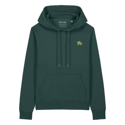 Heytoki Damen-Hoodie aus Bio- und recycelter Baumwolle in Glazed Green mit gesticktem Schildkrötenmotiv