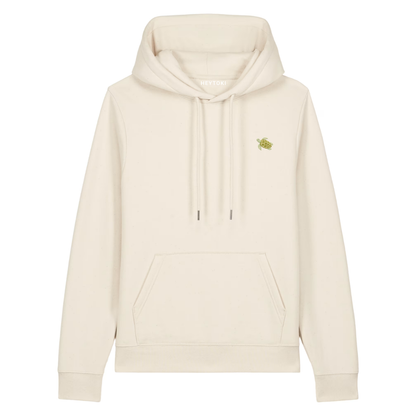 Heytoki Damen-Hoodie aus Bio- und recycelter Baumwolle in Natural Raw mit gesticktem Schildkrötenmotiv