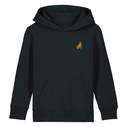 Heytoki Kinder-Hoodie aus Bio-Baumwolle in Schwarz mit gesticktem Affenmotiv