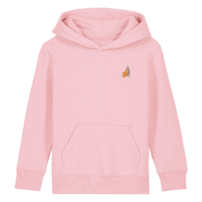 Heytoki Kinder-Hoodie aus Bio-Baumwolle in Cotton Pink (Rosa) mit gesticktem Affenmotiv