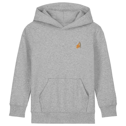 Heytoki Kinder-Hoodie aus Bio-Baumwolle in Heather Grey (Hellgrau) mit gesticktem Affenmotiv