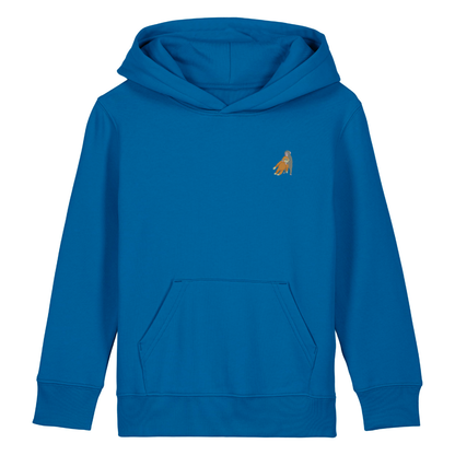 Heytoki Kinder-Hoodie aus Bio-Baumwolle in Royal Blue mit gesticktem Affenmotiv