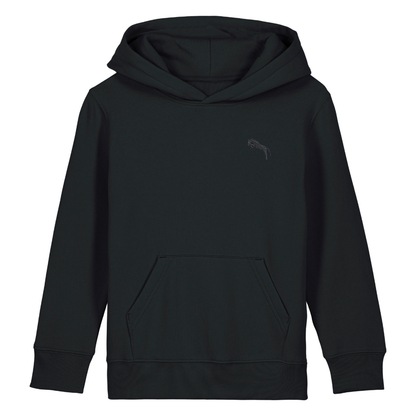 Heytoki Kinder-Hoodie aus Bio-Baumwolle in Schwarz mit gesticktem Pferdemotiv