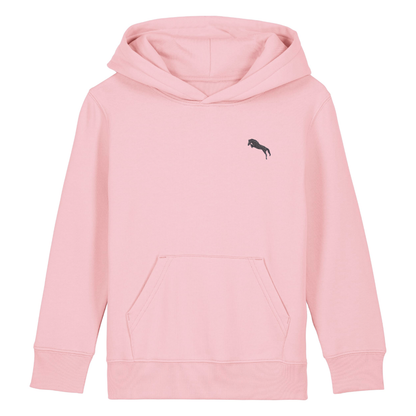 Heytoki Kinder-Hoodie aus Bio-Baumwolle in Cotton Pink (Rosa) mit gesticktem Pferdemotiv