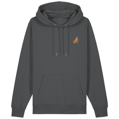 Heytoki Unisex-/Herren-Hoodie aus Bio- und recycelter Baumwolle in Anthrazit mit gesticktem Affenmotiv