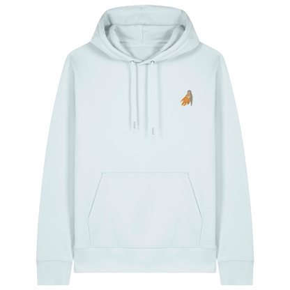 Heytoki Unisex-/Herren-Hoodie aus Bio- und recycelter Baumwolle in Blue Ice mit gesticktem Affenmotiv
