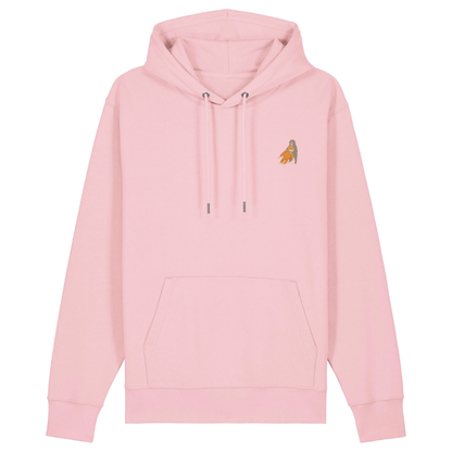 Heytoki Unisex-/Herren-Hoodie aus Bio- und recycelter Baumwolle in Cotton Pink mit gesticktem Affenmotiv