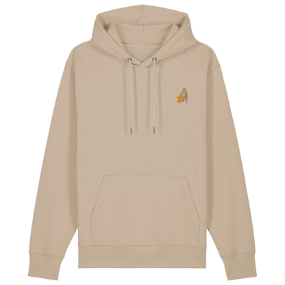 Heytoki Unisex-/Herren-Hoodie aus Bio- und recycelter Baumwolle in Desert Dust mit gesticktem Affenmotiv
