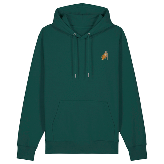 Heytoki Unisex-/Herren-Hoodie aus Bio- und recycelter Baumwolle in Glazed Green mit gesticktem Affenmotiv