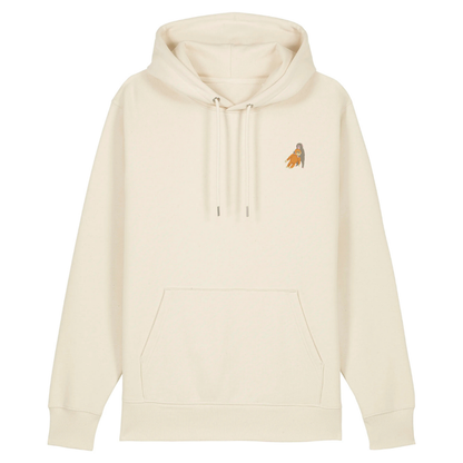 Heytoki Unisex-/Herren-Hoodie aus Bio- und recycelter Baumwolle in Natural Raw mit gesticktem Affenmotiv