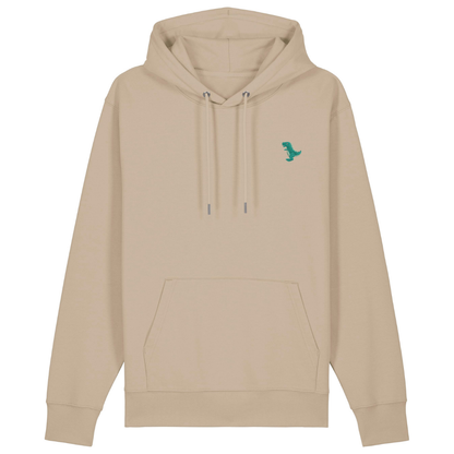 Heytoki Unisex-/Herren-Hoodie aus Bio- und recycelter Baumwolle in Desert Dust mit gesticktem Dinomotiv