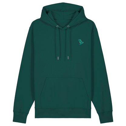 Heytoki Unisex-/Herren-Hoodie aus Bio- und recycelter Baumwolle in Glazed Green mit gesticktem Dinomotiv